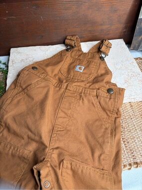 Carhartt Classic Brown Canvas Flannel Lined Overalls Size 18M